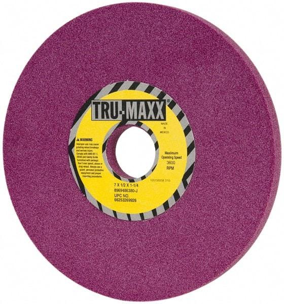 Tru-Maxx - 7" Diam x 1-1/4" Hole x 1/2" Thick, J Hardness, 80 Grit Surface Grinding Wheel - Aluminum Oxide, Type 1, Medium Grade, 3,600 Max RPM, No Recess - Exact Tool & Supply