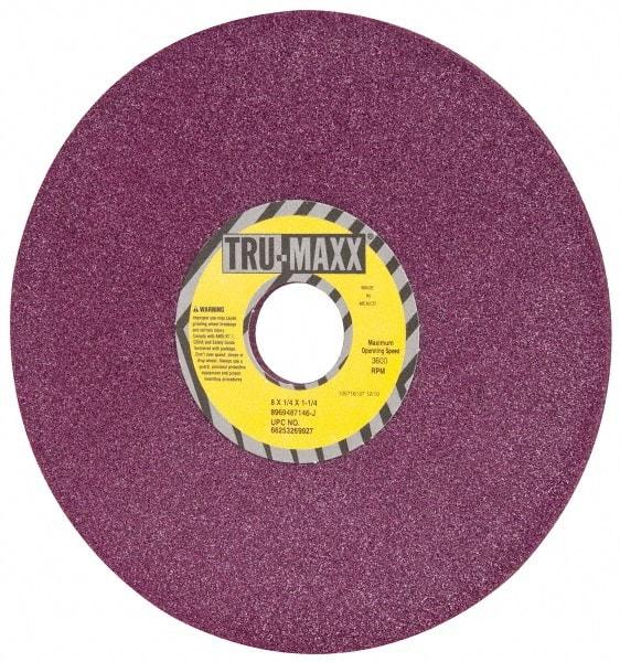 Tru-Maxx - 8" Diam x 1-1/4" Hole x 1/4" Thick, J Hardness, 46 Grit Surface Grinding Wheel - Aluminum Oxide, Type 1, Coarse Grade, 3,600 Max RPM, No Recess - Exact Tool & Supply