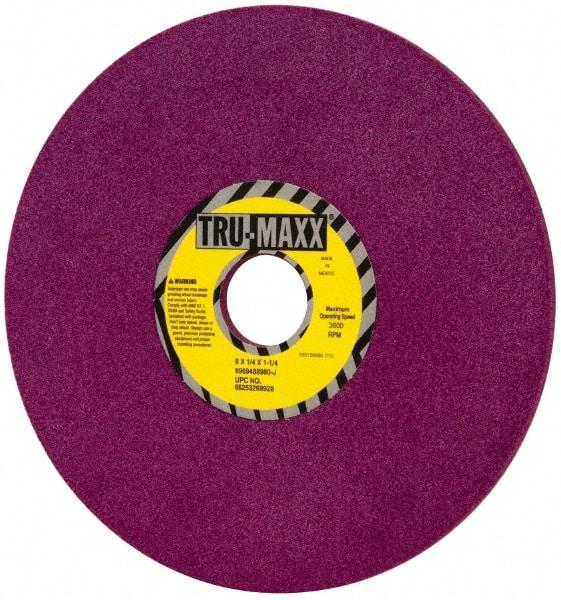 Tru-Maxx - 8" Diam x 1-1/4" Hole x 1/4" Thick, J Hardness, 80 Grit Surface Grinding Wheel - Aluminum Oxide, Type 1, Medium Grade, 3,600 Max RPM, No Recess - Exact Tool & Supply