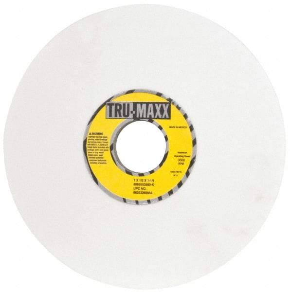 Tru-Maxx - 7" Diam, 1-1/4" Hole Size, 1/2" Overall Thickness, 80 Grit, Type 12 Tool & Cutter Grinding Wheel - Medium Grade, Aluminum Oxide, K Hardness, 3,600 RPM - Exact Tool & Supply