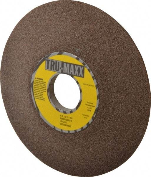 Tru-Maxx - 6" Diam, 1-1/4" Hole Size, 1/2" Overall Thickness, 60 Grit, Type 12 Tool & Cutter Grinding Wheel - Medium Grade, Aluminum Oxide, K Hardness, 4,140 RPM - Exact Tool & Supply