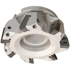 Iscar - 3 Inserts, 50mm Cut Diam, 22mm Arbor Diam, 21mm Max Depth of Cut, Indexable Square-Shoulder Face Mill - 0/90° Lead Angle, 50mm High, HP AD.. 2207 Insert Compatibility, Through Coolant, Series Heliplus - Exact Tool & Supply