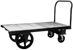 Fairbanks - 4,000 Lb Capacity Steel Platform Truck - Hardwood Deck, 36" OAW - Exact Tool & Supply