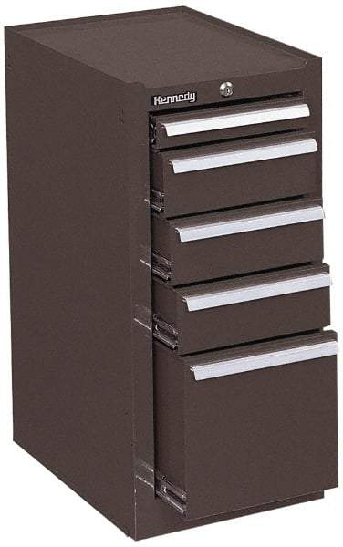 Kennedy - 5 Drawer Red Side Cabinet - 13-5/8" Wide x 29" High x 18" Deep, Use with 27" Wide Roller Cabinet - Exact Tool & Supply
