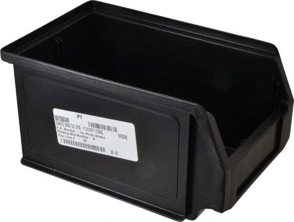 SSI Schaefer - 11 Lb. Load Capacity, 9-1/4" Deep, Black Polypropylene Hopper Stacking Bin - 4-3/4" High x 5-3/4" Wide x 9-1/4" Long - Exact Tool & Supply