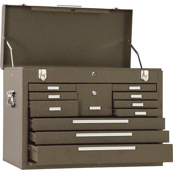 Kennedy - 11 Drawer Tool Chest - 26-1/8" Wide x 12-1/8" Deep x 18-7/8" High, Steel, Brown - Exact Tool & Supply