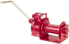 THERN - 2000/1000 Lbs. Load Limit Worm Gear Hand Winch - 2,000 Lbs. Line Pull Capacity, 15 Lbs. Force to Lift 1,000 Pounds, 1/4 inch Cable Diameter - Exact Tool & Supply