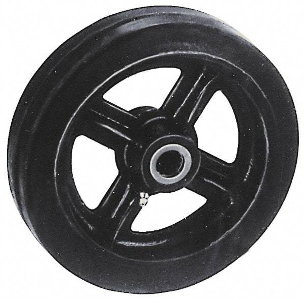 Fairbanks - 12 Inch Diameter x 2-1/2 Inch Wide, Rubber Caster Wheel - 900 Lb. Capacity, 2-3/4 Inch Hub Length, 1 Inch Axle Diameter, Roller Bearing - Exact Tool & Supply