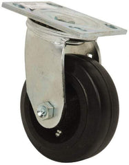 Value Collection - 5" Diam x 2" Wide x 6-1/2" OAH Top Plate Mount Swivel Caster - Rubber, 500 Lb Capacity, Roller Bearing, 4 x 4-1/2" Plate - Exact Tool & Supply