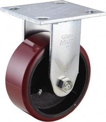 Value Collection - 5" Diam x 2" Wide x 6-1/2" OAH Top Plate Mount Rigid Caster - Polyurethane, 1,200 Lb Capacity, Roller Bearing, 4 x 4-1/2" Plate - Exact Tool & Supply
