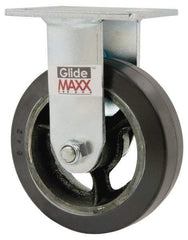 Value Collection - 6" Diam x 2" Wide x 7-1/2" OAH Top Plate Mount Rigid Caster - Rubber, 500 Lb Capacity, Roller Bearing, 4 x 4-1/2" Plate - Exact Tool & Supply