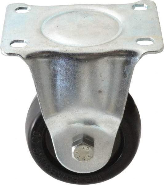 Fairbanks - 3" Diam x 1-1/4" Wide x 4-3/8" OAH Top Plate Mount Rigid Caster - Soft Rubber, 175 Lb Capacity, Self-Lubricating Bearing, 2-7/8 x 3-5/8" Plate - Exact Tool & Supply