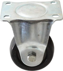 Fairbanks - 3" Diam x 1-1/4" Wide x 4-3/8" OAH Top Plate Mount Rigid Caster - Soft Rubber, 175 Lb Capacity, Self-Lubricating Bearing, 2-7/8 x 3-5/8" Plate - Exact Tool & Supply