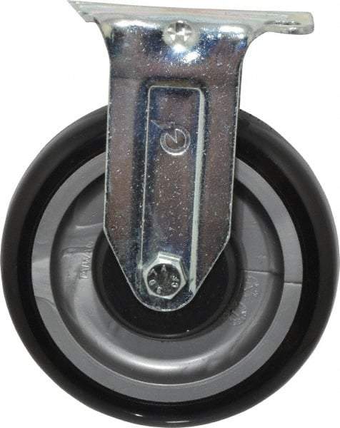 Fairbanks - 5" Diam x 1-1/4" Wide x 6-15/32" OAH Top Plate Mount Rigid Caster - Polyurethane, 275 Lb Capacity, Ball Bearing, 2-7/8 x 3-5/8" Plate - Exact Tool & Supply