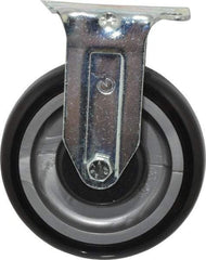 Fairbanks - 5" Diam x 1-1/4" Wide x 6-15/32" OAH Top Plate Mount Rigid Caster - Polyurethane, 275 Lb Capacity, Ball Bearing, 2-7/8 x 3-5/8" Plate - Exact Tool & Supply