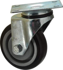 Fairbanks - 4" Diam x 1-1/4" Wide x 5" OAH Top Plate Mount Swivel Caster - Polyurethane, 250 Lb Capacity, Ball Bearing, 2-7/8 x 3-5/8" Plate - Exact Tool & Supply