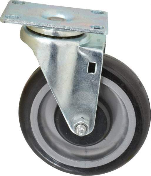 Fairbanks - 5" Diam x 1-1/4" Wide x 6-15/32" OAH Top Plate Mount Swivel Caster - Polyurethane, 275 Lb Capacity, Ball Bearing, 2-7/8 x 3-5/8" Plate - Exact Tool & Supply