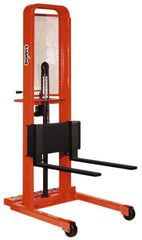 Presto Lifts - 2,000 Lb Capacity, 64" Lift Height, Adjustable Forks Base - Straddle Manually Operated Lift - Exact Tool & Supply