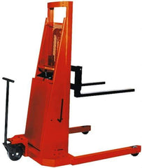 Presto Lifts - 2,000 Lb Capacity, 86" Lift Height, Battery Operated Pallet Straddle Stacker - 2-1/2" Lowered Height, 24" Load Center, 36" Fork Length, 48" Overall Width - Exact Tool & Supply
