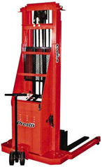 Presto Lifts - 2,700 Lb Capacity, 72" Lift Height, Battery Operated Pallet Straddle Stacker - 2-1/2" Lowered Height, 24" Load Center, 36" Fork Length, 56" Overall Width - Exact Tool & Supply