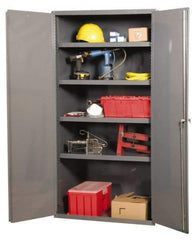 Durham - 3 Shelf Locking Storage Cabinet - Steel, 36" Wide x 24" Deep x 72" High, Gray - Exact Tool & Supply