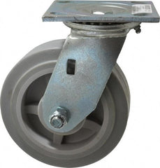 Value Collection - 6" Diam x 2" Wide x 7-1/2" OAH Top Plate Mount Swivel Caster - TPR, 550 Lb Capacity, Roller Bearing, 4 x 4-1/2" Plate - Exact Tool & Supply