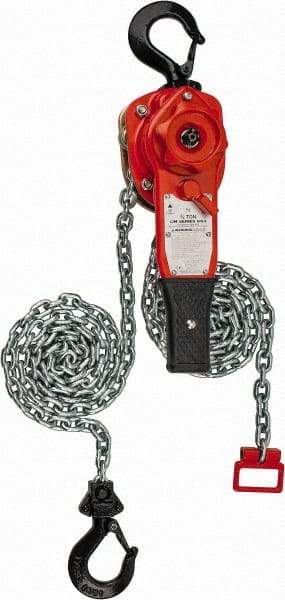 CM - 1,500 Lb Lifting Capacity, 10' Lift Height, Lever Hoist - Made from Chain, 45 Lb Avg Pull to Lift Rated Load - Exact Tool & Supply