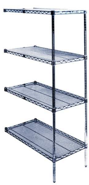 Value Collection - 4 Shelf Wire Shelving Unit - 24" Wide x 18" Deep x 74" High, - Exact Tool & Supply