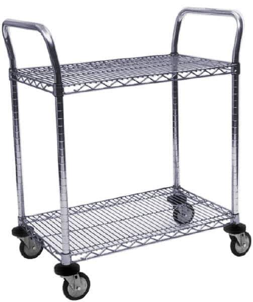 Value Collection - 600 Lb Capacity, 24" Wide x 72" Long x 39" High Wire Cart - 2 Shelf, Steel, Swivel Casters - Exact Tool & Supply