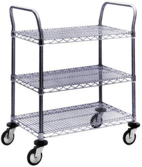 Value Collection - 600 Lb Capacity, 24" Wide x 72" Long x 39" High Wire Cart - 3 Shelf, Steel, Swivel Casters - Exact Tool & Supply