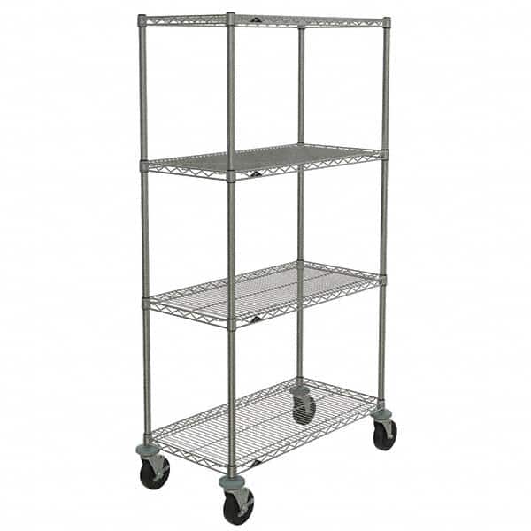 Metro - 600 Lb Capacity 4 Shelf Mobile Wire Shelving Unit - Add-On Unit - Exact Tool & Supply