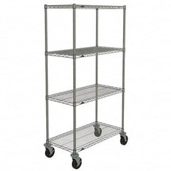 Metro - 600 Lb Capacity 4 Shelf Mobile Wire Shelving Unit - Add-On Unit - Exact Tool & Supply