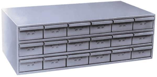 Durham - 18 Drawer, Small Parts Steel Storage Cabinet - 11-3/4" Deep x 33-3/4" Wide x 12-7/8" High - Exact Tool & Supply