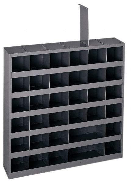 Durham - 36 Bin Bin Shelving Unit with Removable Dividers - 23-3/4 Inch Overall Width x 4-3/4 Inch Overall Depth x 23-3/4 Inch Overall Height, Gray Steel Bins - Exact Tool & Supply