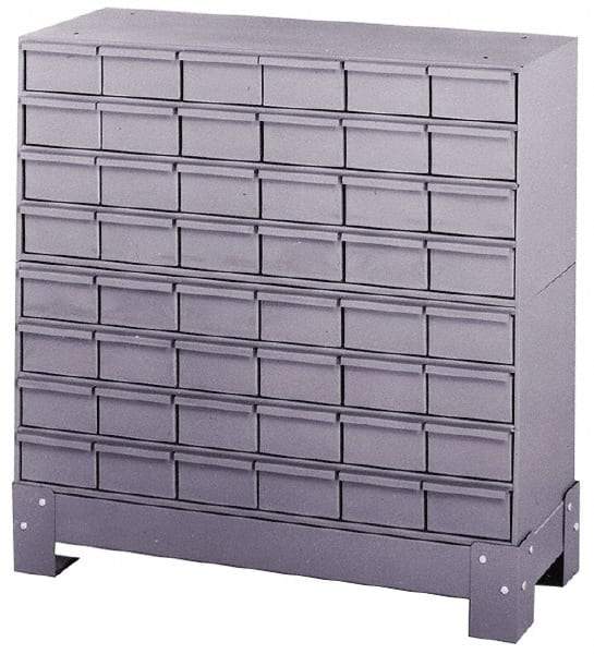 Durham - 48 Bin Bin Shelving Unit with Drawers - 34-1/8 Inch Overall Width x 12-1/4 Inch Overall Depth x 33-3/4 Inch Overall Height, Gray Steel Bins - Exact Tool & Supply