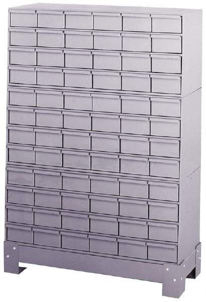 Durham - 72 Bin Bin Shelving Unit with Drawers - 34-1/8 Inch Overall Width x 12-1/4 Inch Overall Depth x 48-1/8 Inch Overall Height, Gray Steel Bins - Exact Tool & Supply