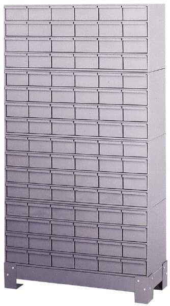 Durham - 96 Bin Bin Shelving Unit with Drawers - 34-1/8 Inch Overall Width x 12-1/4 Inch Overall Depth x 62-1/2 Inch Overall Height, Gray Steel Bins - Exact Tool & Supply