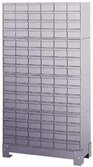 Durham - 96 Bin Bin Shelving Unit with Drawers - 34-1/8 Inch Overall Width x 12-1/4 Inch Overall Depth x 62-1/2 Inch Overall Height, Gray Steel Bins - Exact Tool & Supply