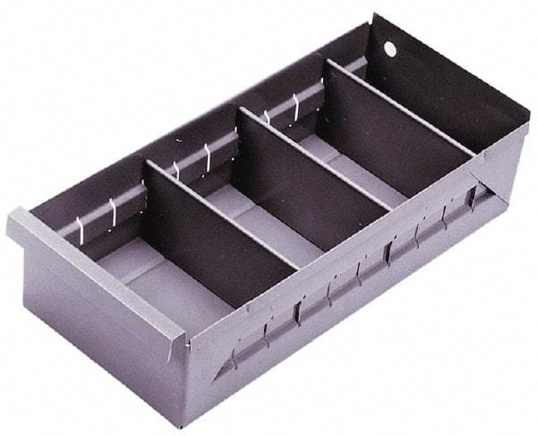 Durham - 11-3/4" Deep, Gray Steel Drawer Bin - 2-3/4" High x 5-3/8" Wide x 11-3/4" Long - Exact Tool & Supply