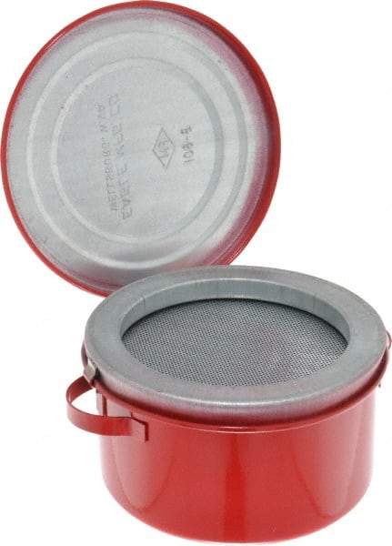Eagle - 1 Quart Capacity, Coated Steel, Red Bench Can - 3-5/8 Inch High x 6-1/4 Inch Diameter, 2-1/2 Inch Dasher Diameter - Exact Tool & Supply
