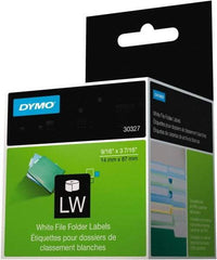 Dymo - 9/16" Wide x 3-7/16" Long, White File Folder Label - For DYMO LabelWriter Printers - Exact Tool & Supply