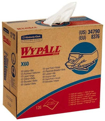 WypAll - X60 Dry Shop Towel/Industrial Wipes - Pop-Up, 16-3/4" x 9" Sheet Size, White - Exact Tool & Supply