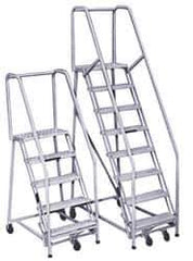 PW Platforms - 7 Step Ladder - Rolling Safety Ladder, 300 Lb Capacity, 70" Platform Height, 27" Base Width x 55" Base Depth - Exact Tool & Supply