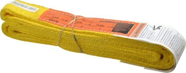 Made in USA - 3' Long x 2" Wide, 9,600 Lb Basket Capacity, 9,600 Lb Vertical Capacity, 2 Ply, Nylon Web Sling - 7,680 Lb Choker Capacity - Exact Tool & Supply
