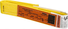Made in USA - 3' Long x 2" Wide, 2,550 Lb Basket Capacity, 2,550 Lb Vertical Capacity, 1 Ply, Polyester Web Sling - 2,040 Lb Choker Capacity - Exact Tool & Supply