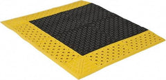 Notrax - 3' Long, Dry/Wet Environment, Anti-Fatigue Matting - Black with Yellow Borders, Vinyl with Vinyl Base, Beveled on 3 Sides - Exact Tool & Supply