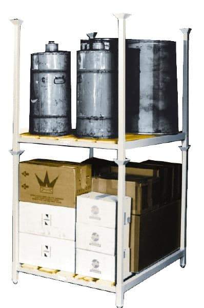 Made in USA - 4,000 Lb Capacity Portable Stacking Rack with Decking - 48" Wide x 48" Deep, Gray - Exact Tool & Supply