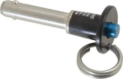 Jergens - 5/16" Diam, 1" Usable Length, Button Handle, Push Button Quick Release Pin - 2-1/4" Overall Length, Grade 17-4 Stainless Steel, Passivated Finish - Exact Tool & Supply