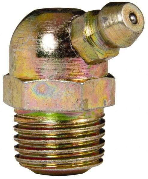 Value Collection - 65° Head Angle, 1/4 NPT Steel Thread-Forming Grease Fitting - 14.29mm Hex - Exact Tool & Supply
