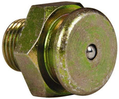 Value Collection - Straight Head Angle, 1/8 NPT Steel Button-Head Grease Fitting - 15.88mm Hex - Exact Tool & Supply